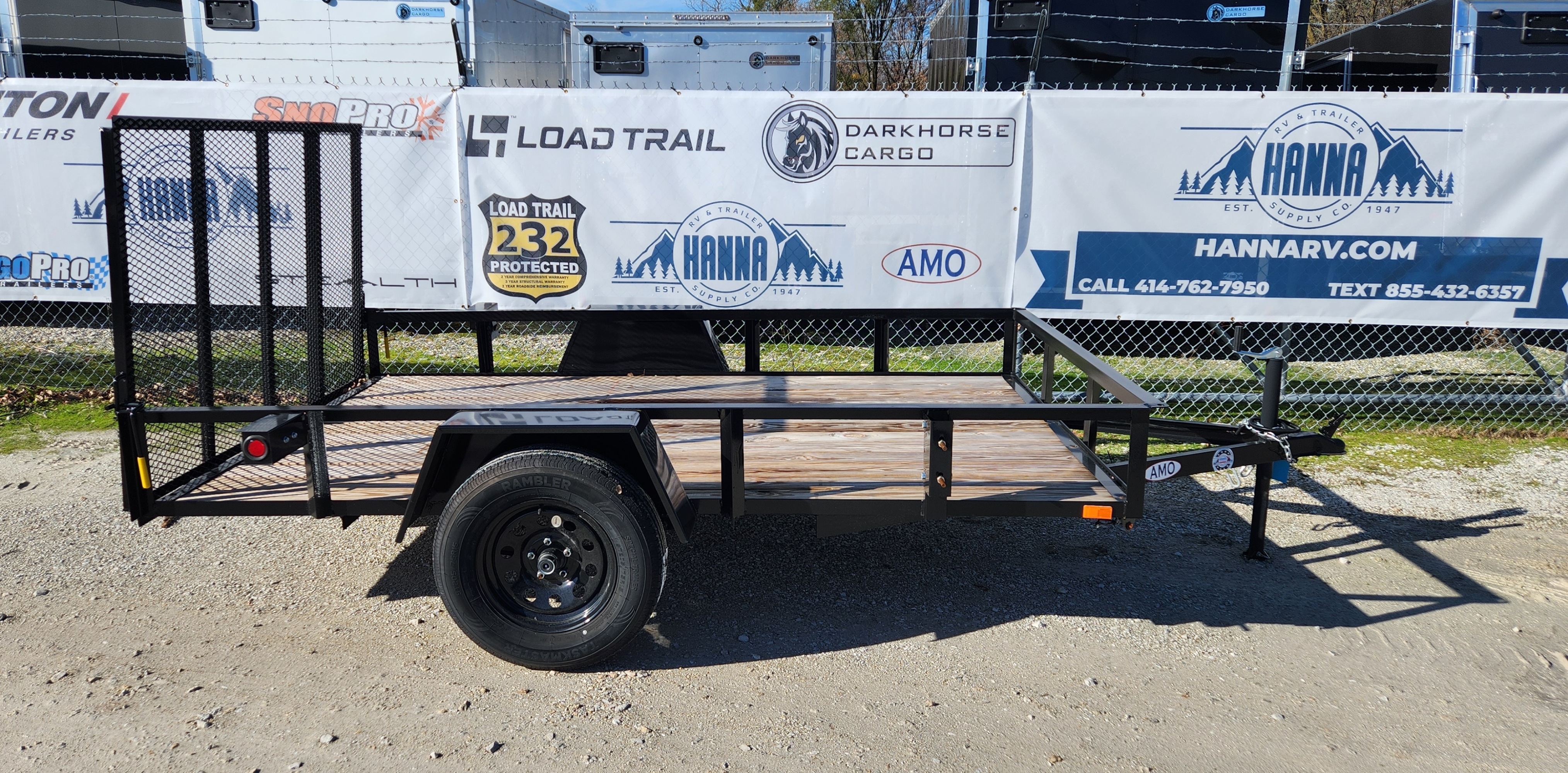 AMO 76 X 10 Steel Utility Trailer with Ramp Gate and 12" High Side Rails